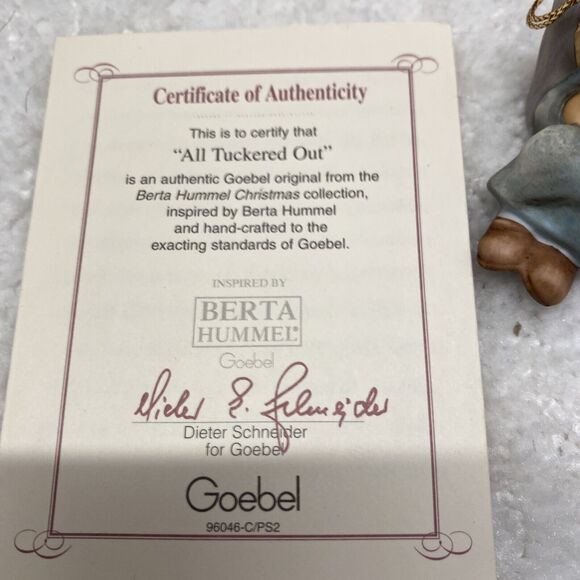 Lot of 3 Hummel Xmas Ornaments:Tuckered Out, Little Brother, String Cranberries - Picture 7 of 10